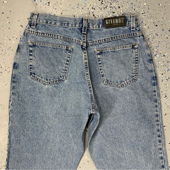 Vintage 80s Gitano Stonewash Blue Jeans High Waist Tapered Leg 12 Petite 31"x28" - Picture 6 of 10